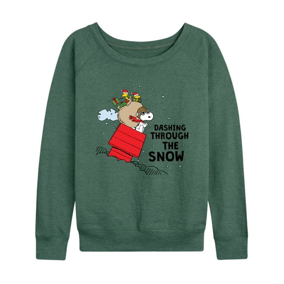 Peanuts - Dashing Through The Snow - Women's Lightweight French Terry Long Sleeve Shirt