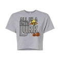thumbnail image 1 of Peanuts - Days Lurk Art - Juniors Cropped Cotton Blend T-Shirt, 1 of 6
