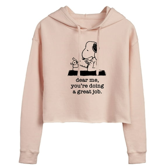 Peanuts - Dear Me Doing Great Job - Juniors Cropped Pullover Hoodie