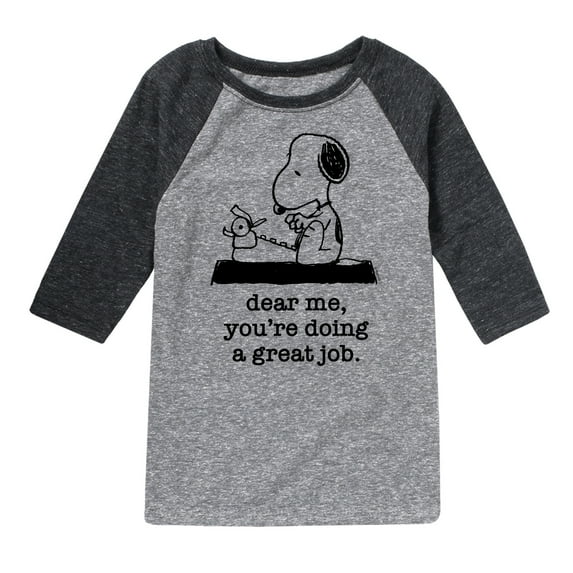 Peanuts - Dear Me Doing Great Job - Toddler & Youth Raglan Graphic T-Shirt