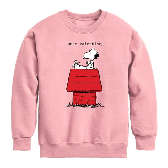 Peanuts -  Dear Valentine Snoopy  - Toddler And Youth Crewneck Fleece Sweatshirt