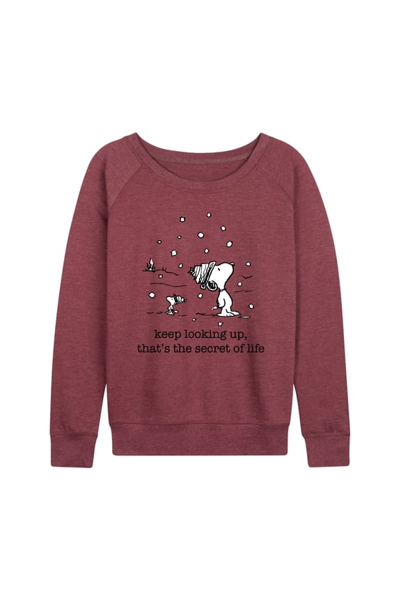 - Dec Snoopy Woodstock Snowfall - Women's French Terry Long Sleeve Pullover