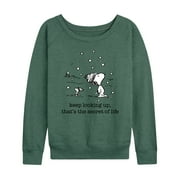 PEANUTS - Dec Snoopy Woodstock Snowfall - Women's French Terry Long Sleeve Pullover