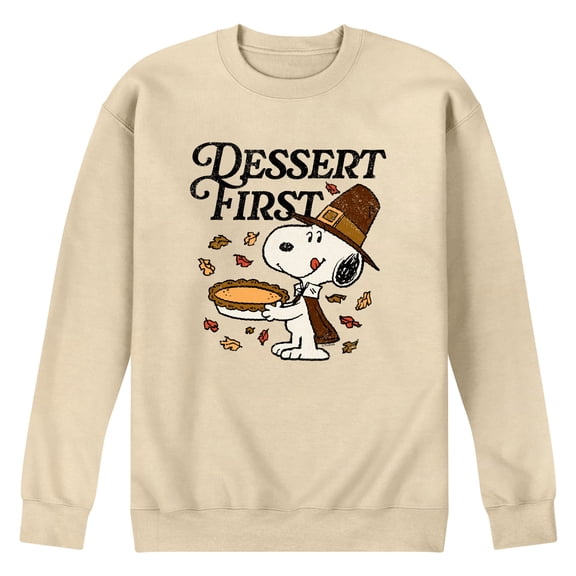 Peanuts - Dessert First Snoopy - Men's Long Sleeve Crew Fleece Sweatshirt