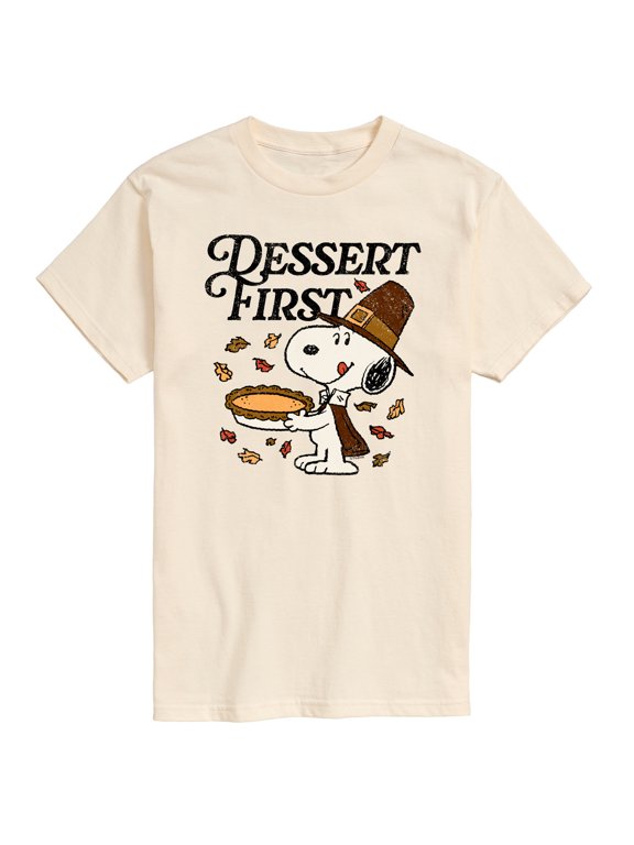 - Dessert First Snoopy Men's Short Sleeve Graphic T-Shirt