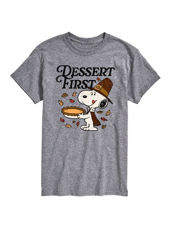 - Dessert First Snoopy Men's Short Sleeve Graphic T-Shirt