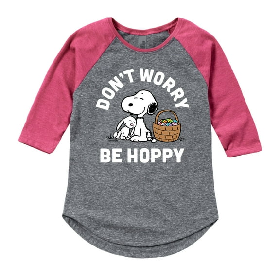 Peanuts - Don't Worry Hoppy - Girls Shirt Tail Raglan