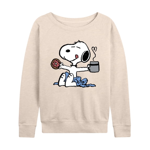 Peanuts - Donut Coffee Snoopy - Women's French Terry Long Sleeve Pullover