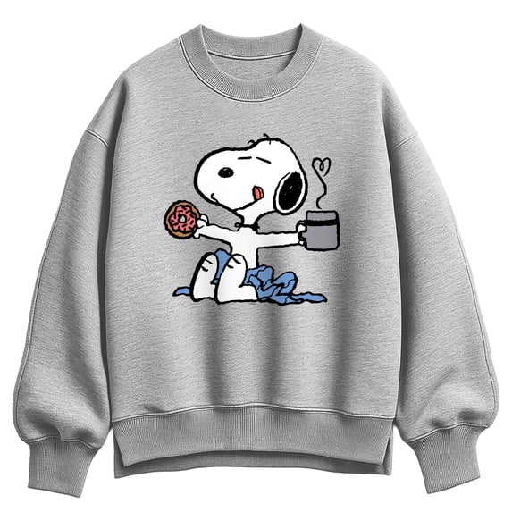 Peanuts - Donut Coffee Snoopy - Women's Oversized Fleece Crew Sweatshirt