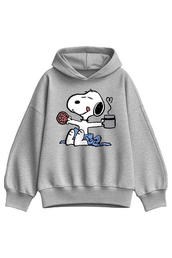 - Donut Coffee Snoopy - Women's Oversized Fleece Hoodie Sweatshirt