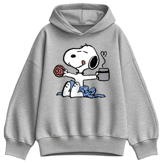 Peanuts - Donut Coffee Snoopy - Women's Oversized Fleece Hoodie Sweatshirt