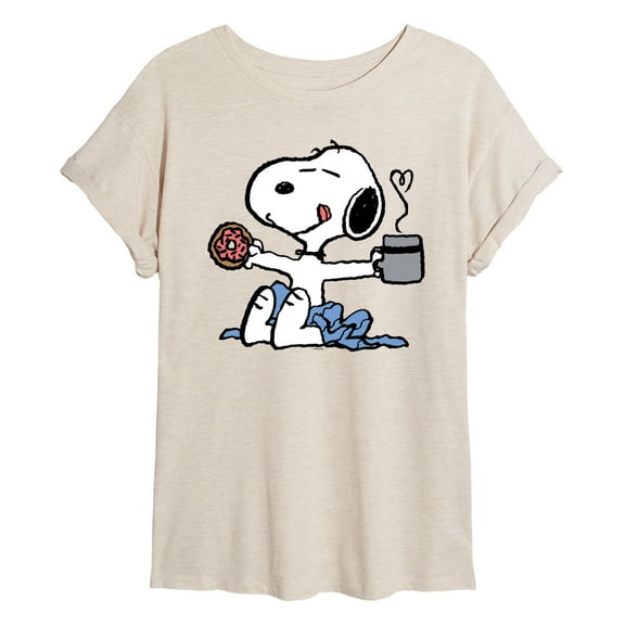 Peanuts - Donut Coffee Snoopy  - Women's Oversized T-Shirt