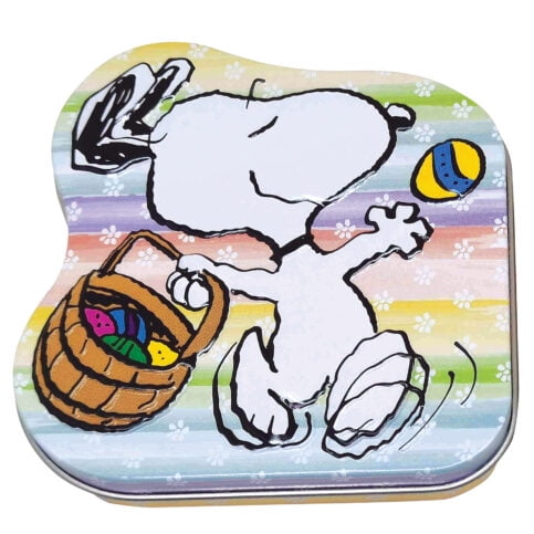 Boston America Peanuts Easter Beagle Collectible Candies Tin, Strawberry Cake Flavored, Snoopy Dancing Pastel Design