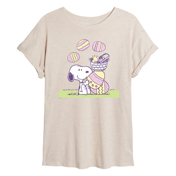 Peanuts - Easter Comic Panel - Juniors Oversized Graphic T-Shirt
