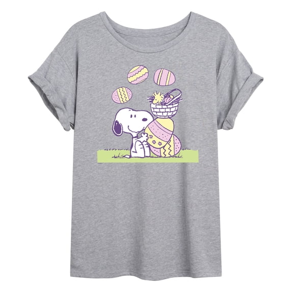 Peanuts - Easter Comic Panel - Juniors Oversized Graphic T-Shirt