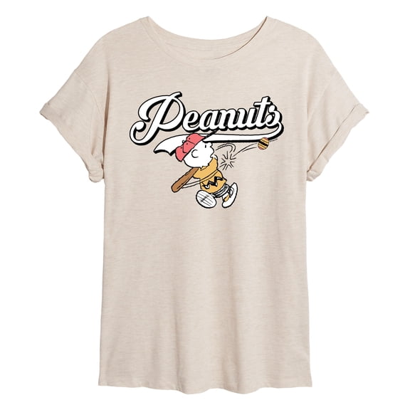 Peanuts - Easter Egg Baseball - Juniors Oversized Graphic T-Shirt