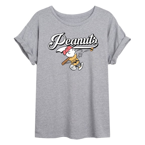 Peanuts - Easter Egg Baseball - Juniors Oversized Graphic T-Shirt
