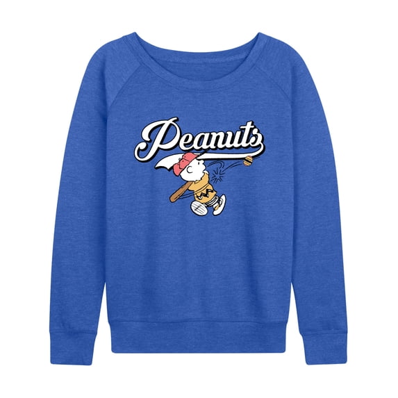 Peanuts - Easter Egg Baseball Lightweight French Terry Wide Neck Long Sleeve Graphic Shirt