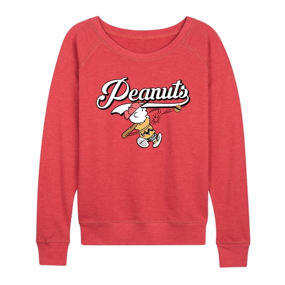 Peanuts - Easter Egg Baseball Lightweight French Terry Wide Neck Long Sleeve Graphic Shirt