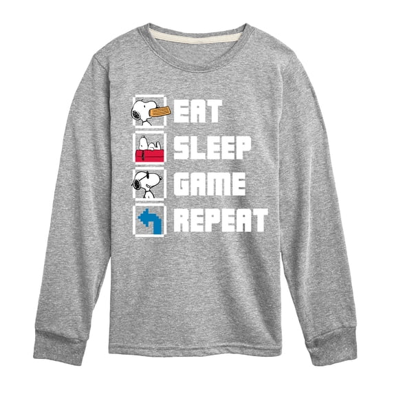 Peanuts - Eat Sleep Game Snoopy - Toddler & Youth Long Sleeve Graphic T-Shirt