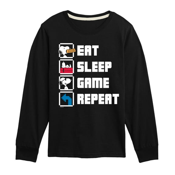 Peanuts - Eat Sleep Game Snoopy - Toddler & Youth Long Sleeve Graphic T-Shirt