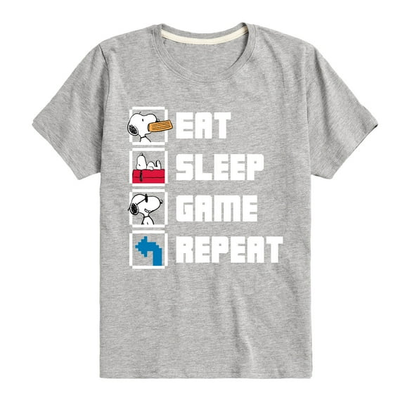 Peanuts - Eat Sleep Game Snoopy - Toddler & Youth Short Sleeve Graphic T-Shirt