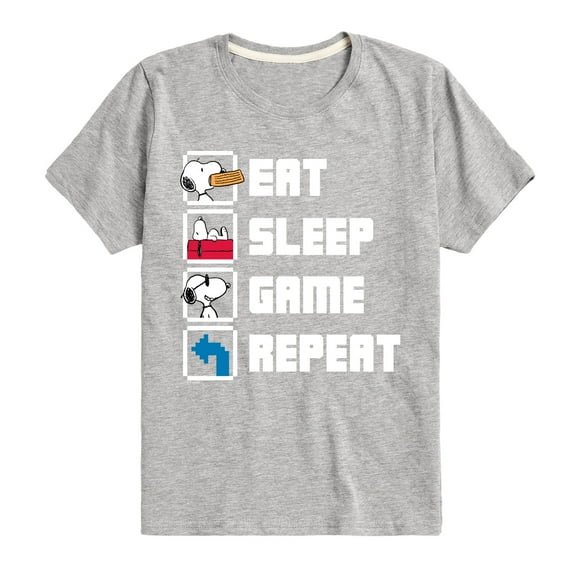 Peanuts - Eat Sleep Game Snoopy - Toddler & Youth Short Sleeve Graphic T-Shirt