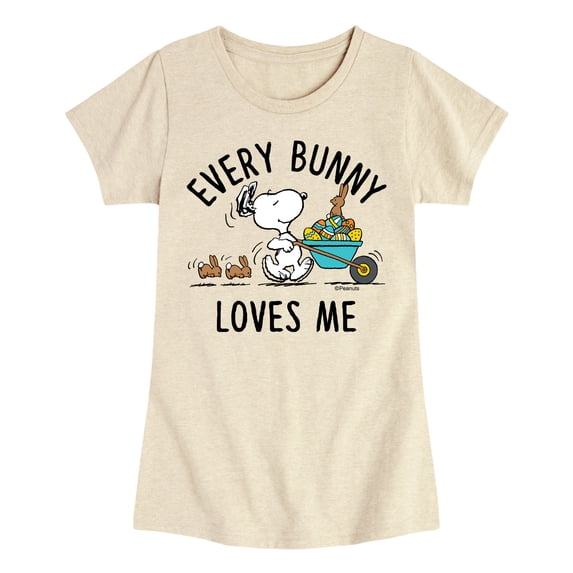 Peanuts - Every Bunny Loves Me - Youth Girls Fitted Short Sleeve T-Shirt