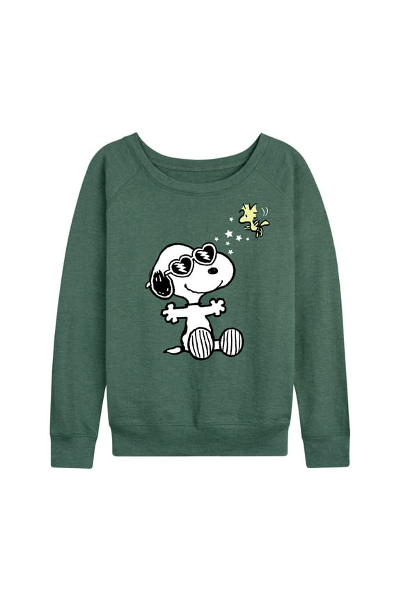 - Faces of Snoopy -Women's Lightweight French Terry Long Sleeve Shirt