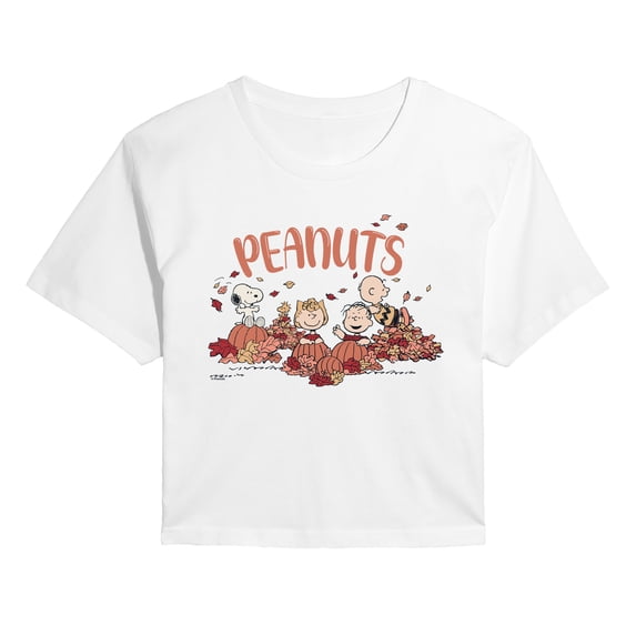 Peanuts - Fall Fun - Juniors Cropped Graphic T-Shirt