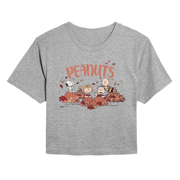 Peanuts - Fall Fun - Juniors Cropped Graphic T-Shirt