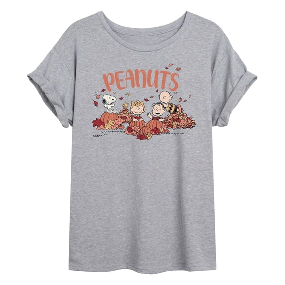 Peanuts - Fall Fun - Juniors Oversized Graphic T-Shirt