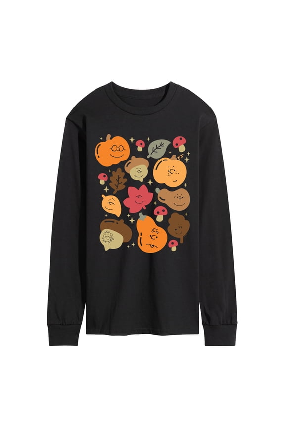 - Fall Icon Faces - Men's Long Sleeve Graphic T-Shirt
