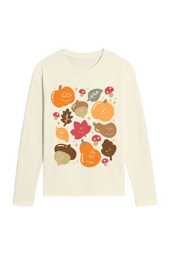 - Fall Icon Faces - Men's Long Sleeve Graphic T-Shirt