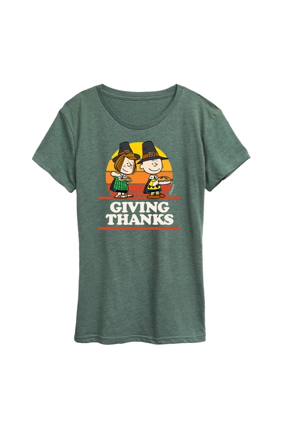 - Charlie Brown and Peppermint Patty Thanksgiving Short Sleeve Graphic T-Shirt