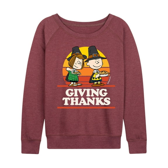 Peanuts - Fall Thanksgiving Women's Lightweight French Terry Long Sleeve Shirts