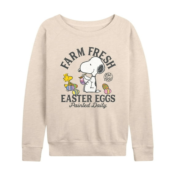 Peanuts - Farm Fresh Easter Eggs - Women's French Terry Long Sleeve Pullover