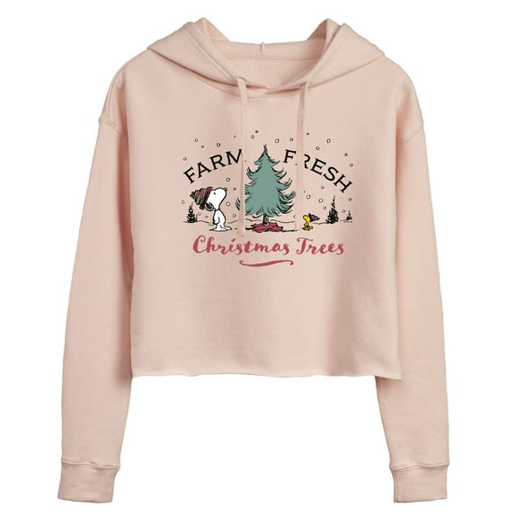 Peanuts - Farm Fresh Trees - Juniors Cropped Pullover Hoodie