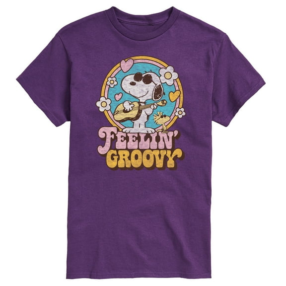Peanuts - Feelin Groovy Snoopy And Woodstock Lights Only - Men's Short Sleeve Graphic T-Shirt