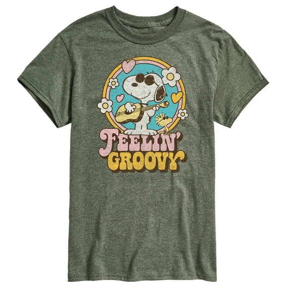 Peanuts - Feelin Groovy Snoopy And Woodstock Lights Only - Men's Short Sleeve Graphic T-Shirt