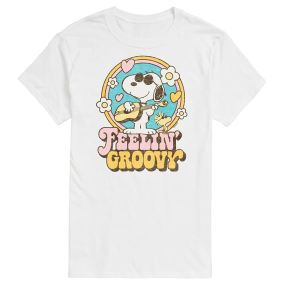 Peanuts - Feelin Groovy Snoopy And Woodstock Lights Only - Men's Short Sleeve Graphic T-Shirt