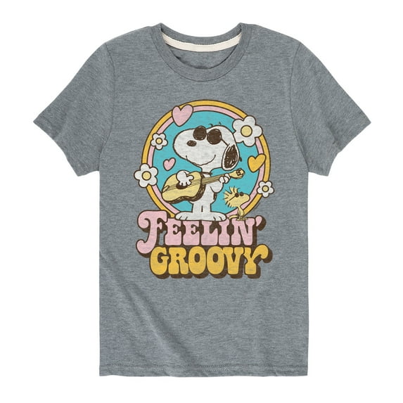 Peanuts - Feelin Groovy Snoopy And Woodstock - Toddler And Youth Short Sleeve Graphic T-Shirt