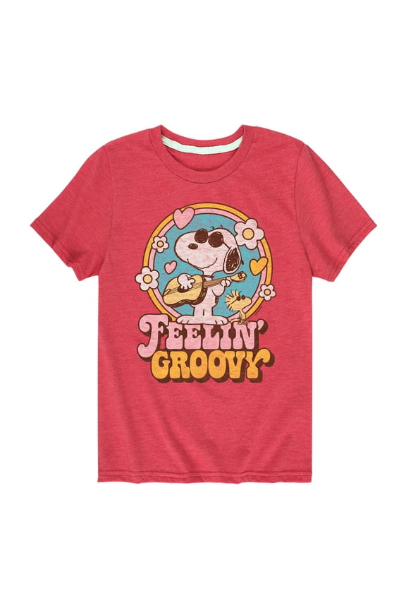 - Feelin Groovy Snoopy And Woodstock - Toddler And Youth Short Sleeve Graphic T-Shirt