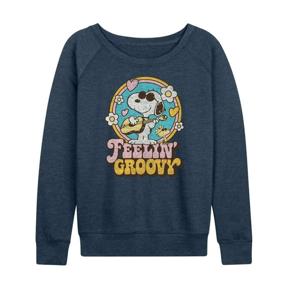 Peanuts - Feelin Groovy Snoopy And Woodstock - Women's Lightweight French Terry Long Sleeve Shirt