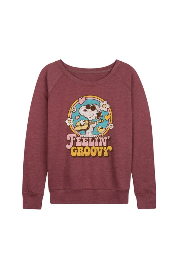 - Feelin Groovy Snoopy And Woodstock - Women's Lightweight French Terry Long Sleeve Shirt
