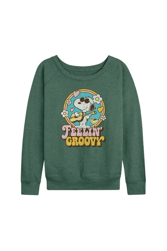 - Feelin Groovy Snoopy And Woodstock - Women's Lightweight French Terry Long Sleeve Shirt