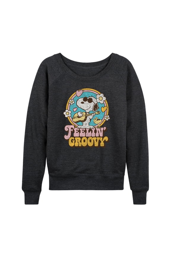 - Feelin Groovy Snoopy And Woodstock - Women's Lightweight French Terry Long Sleeve Shirt