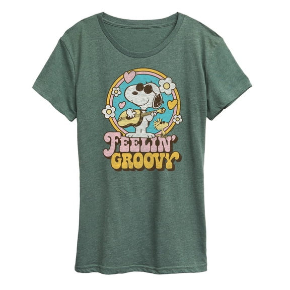 Peanuts - Feelin Groovy Snoopy And Woodstock - Women's Short Sleeve Graphic T-Shirt