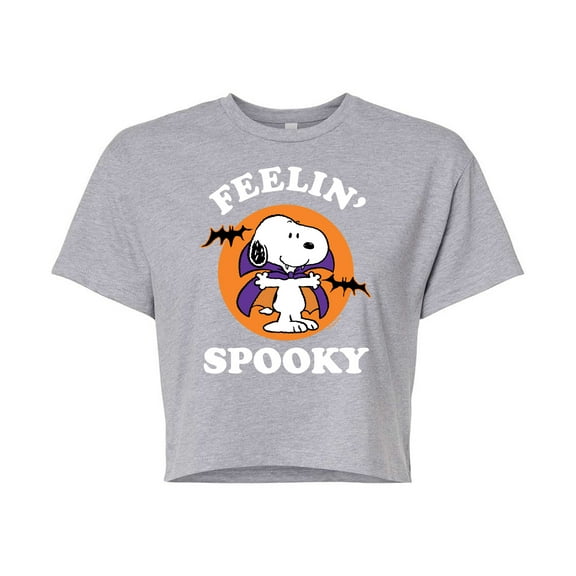 Peanuts - Feelin Spooky - Juniors Cropped Cotton Blend T-Shirt