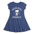 thumbnail image 1 of Peanuts - Feeling Fierce Snoopy Girls' Fit & Flair Cap Sleeve Graphic Dress, 1 of 5